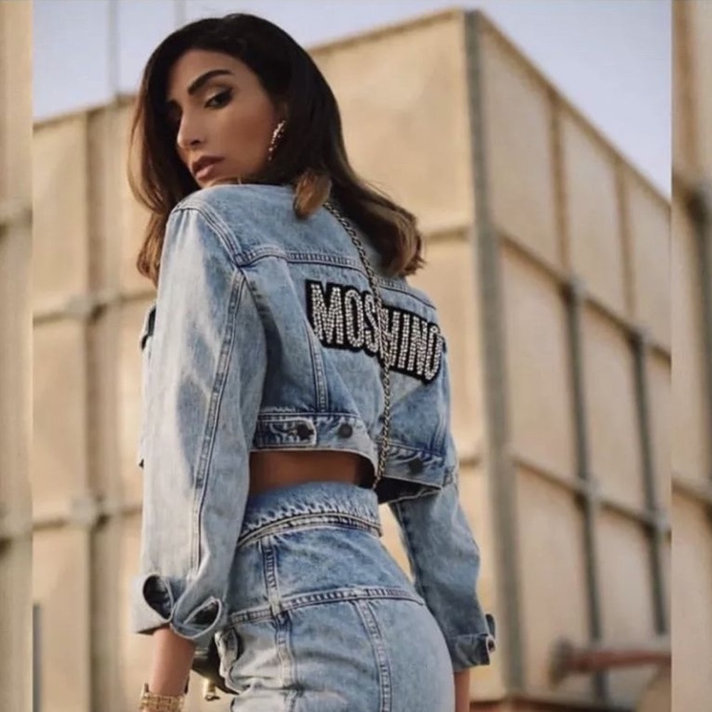 H&M x MOSCHINO | Limited Edition Cropped Denim Jacket Size: XS - Picture 3 of 7